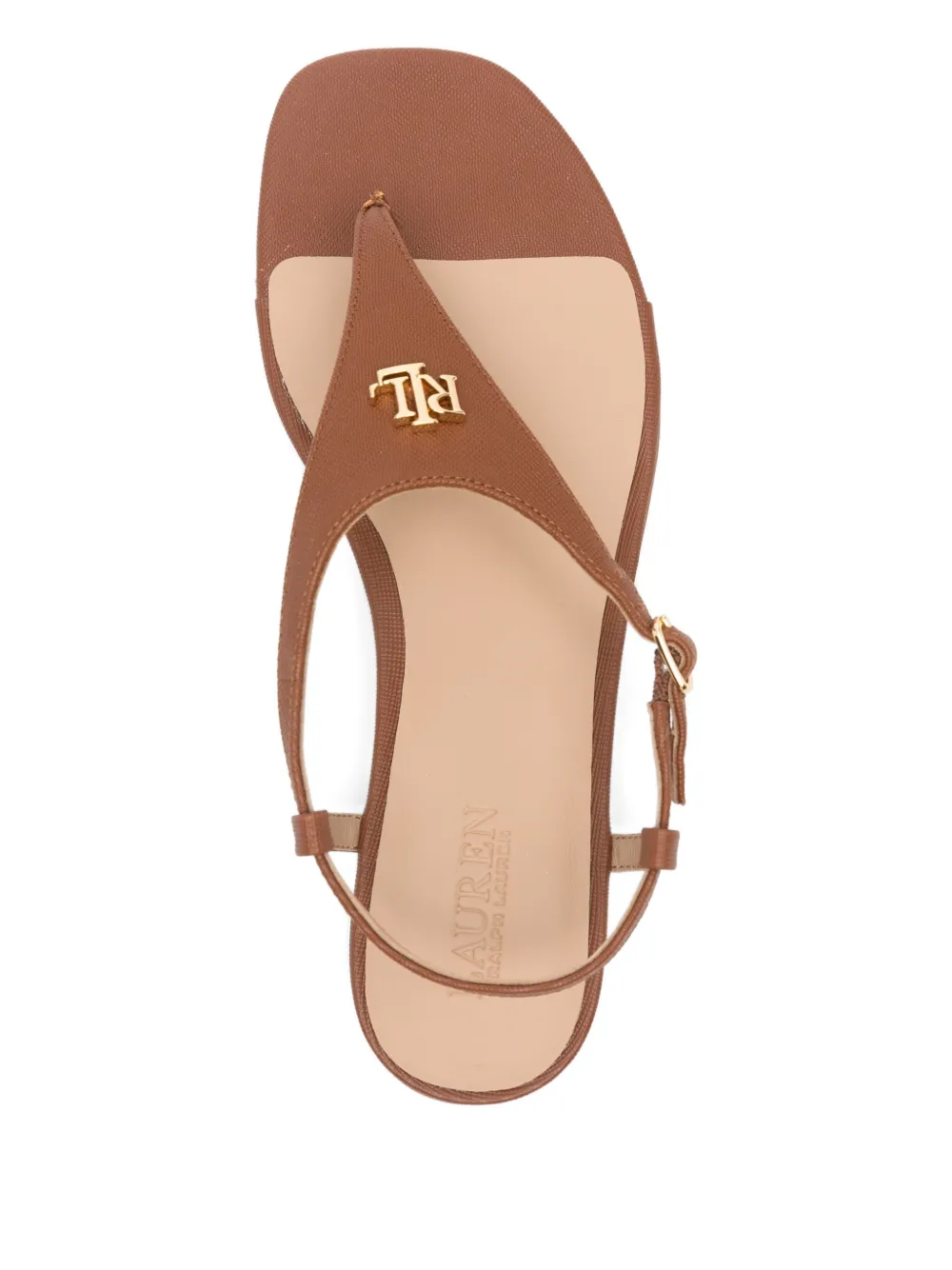Lauren Ralph Lauren Leren sandalen met gesp Bruin