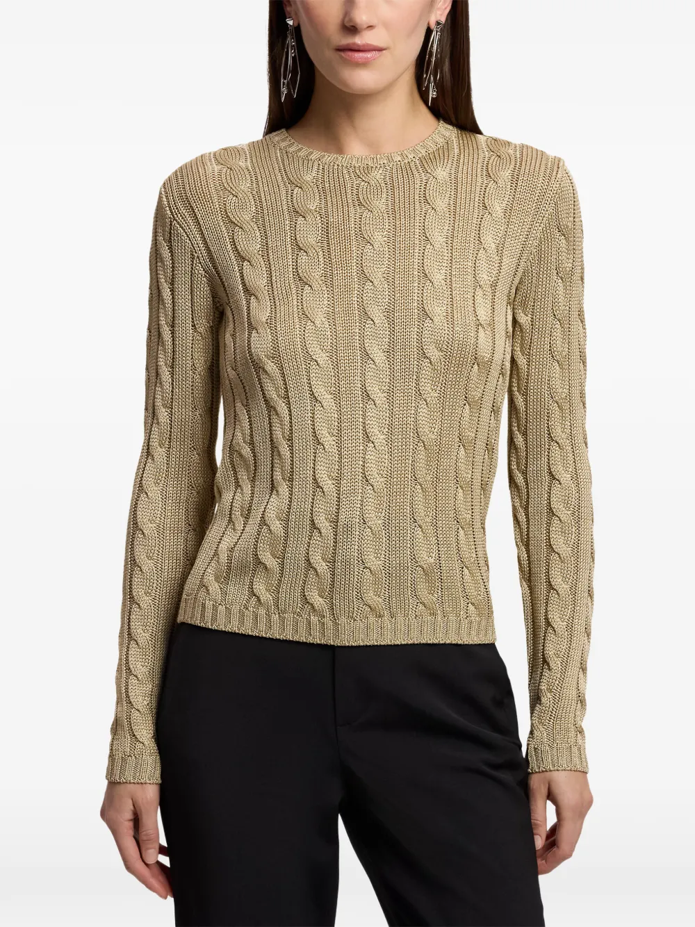  Ralph Lauren Collection Cable-knit Crew-neck Sweater - Neutrals 