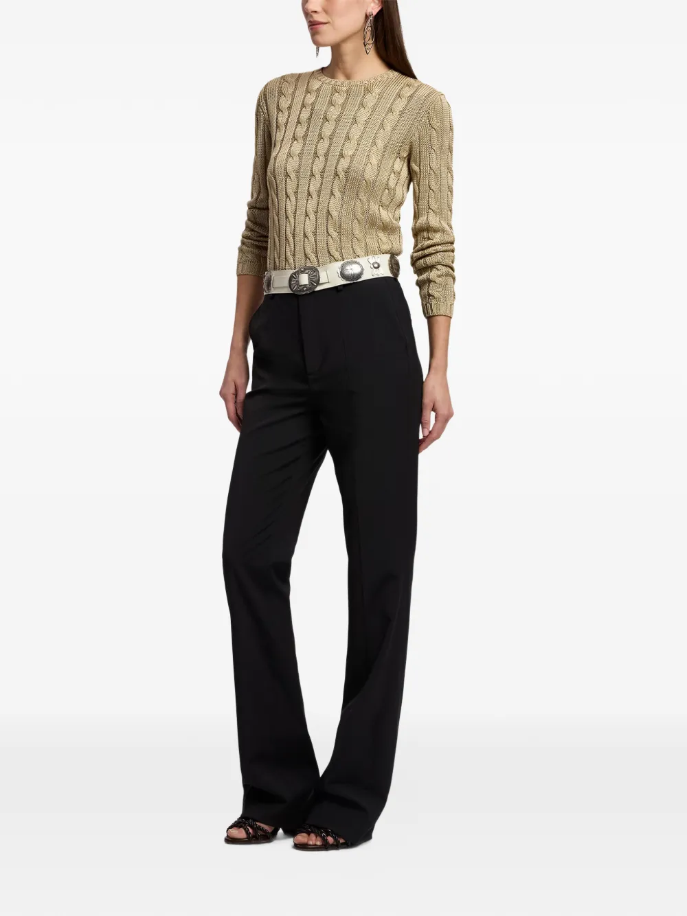  Ralph Lauren Collection Cable-knit Crew-neck Sweater - Neutrals 