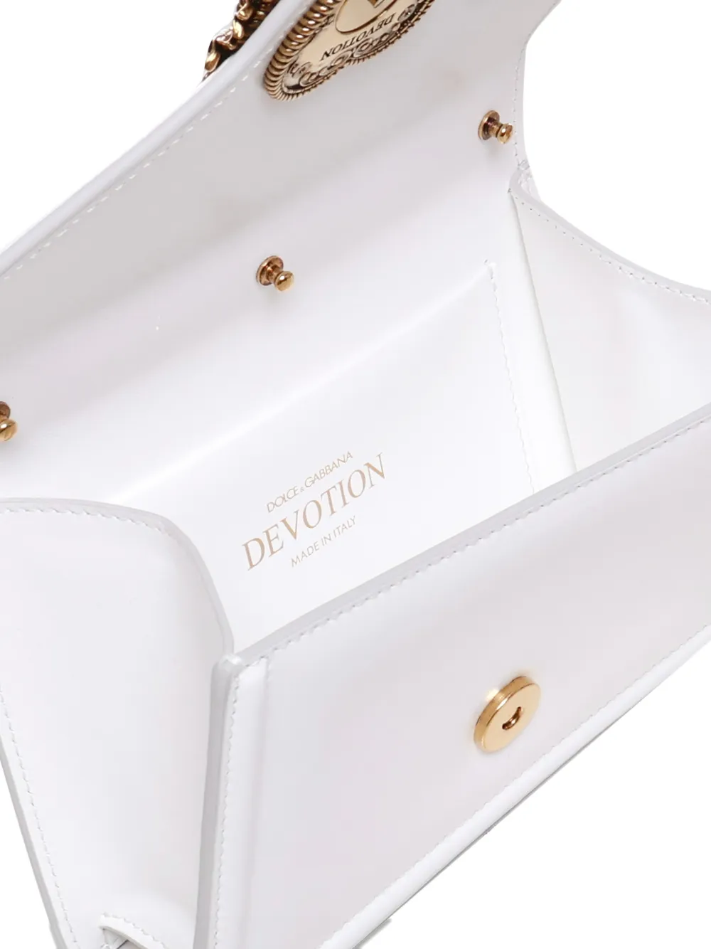 Dolce & Gabbana Small Devotion Heart-detail Flap Tote Bag In White