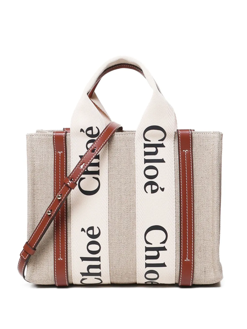 Chloé Borsa tote Woody piccola con logo - Toni neutri