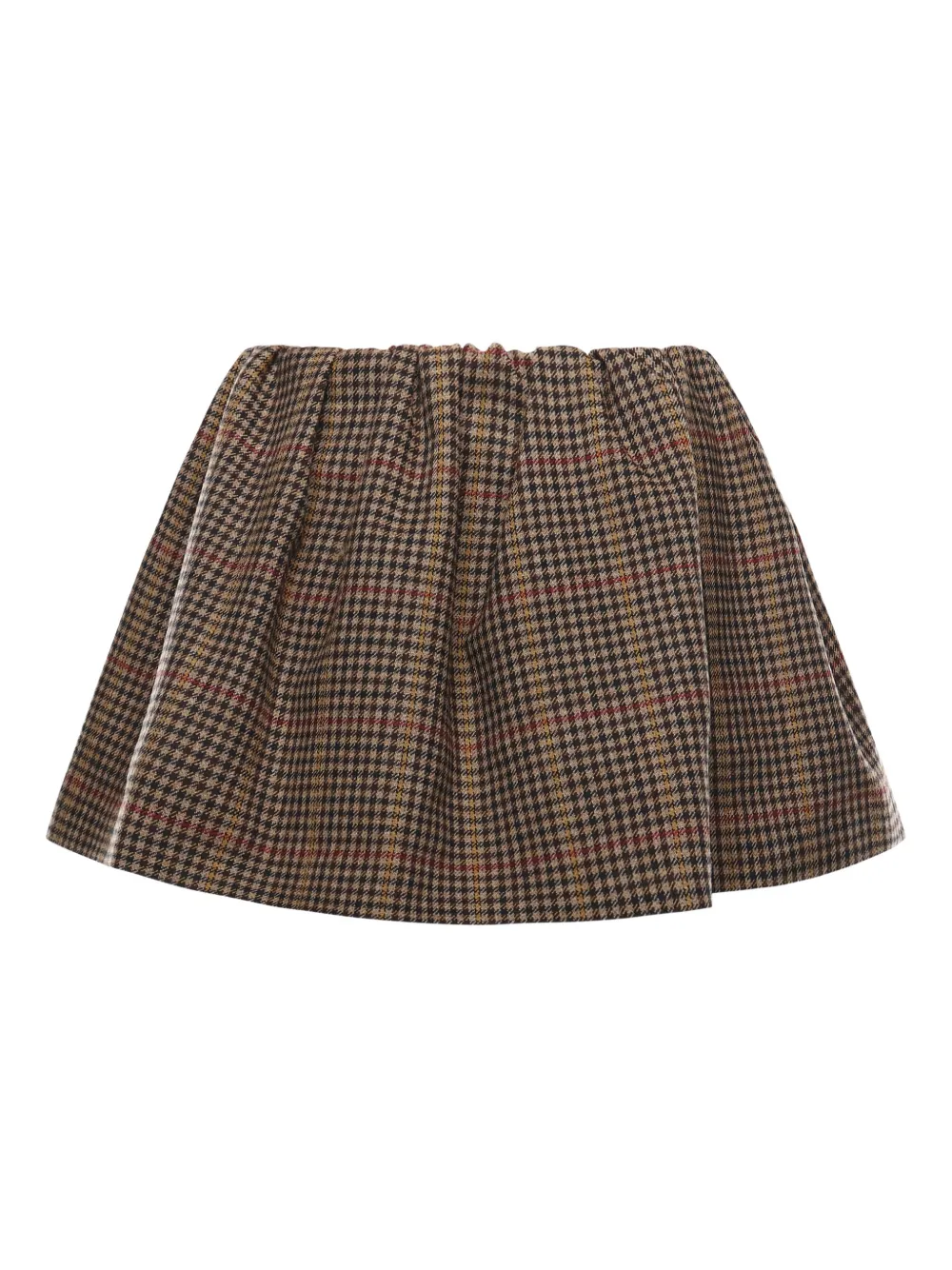 Miu Miu Geruite gesmockte mini-rok - Bruin