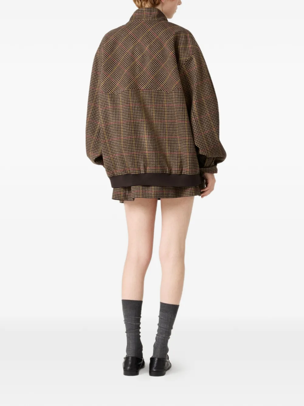 Miu Geruite gesmockte mini-rok Bruin
