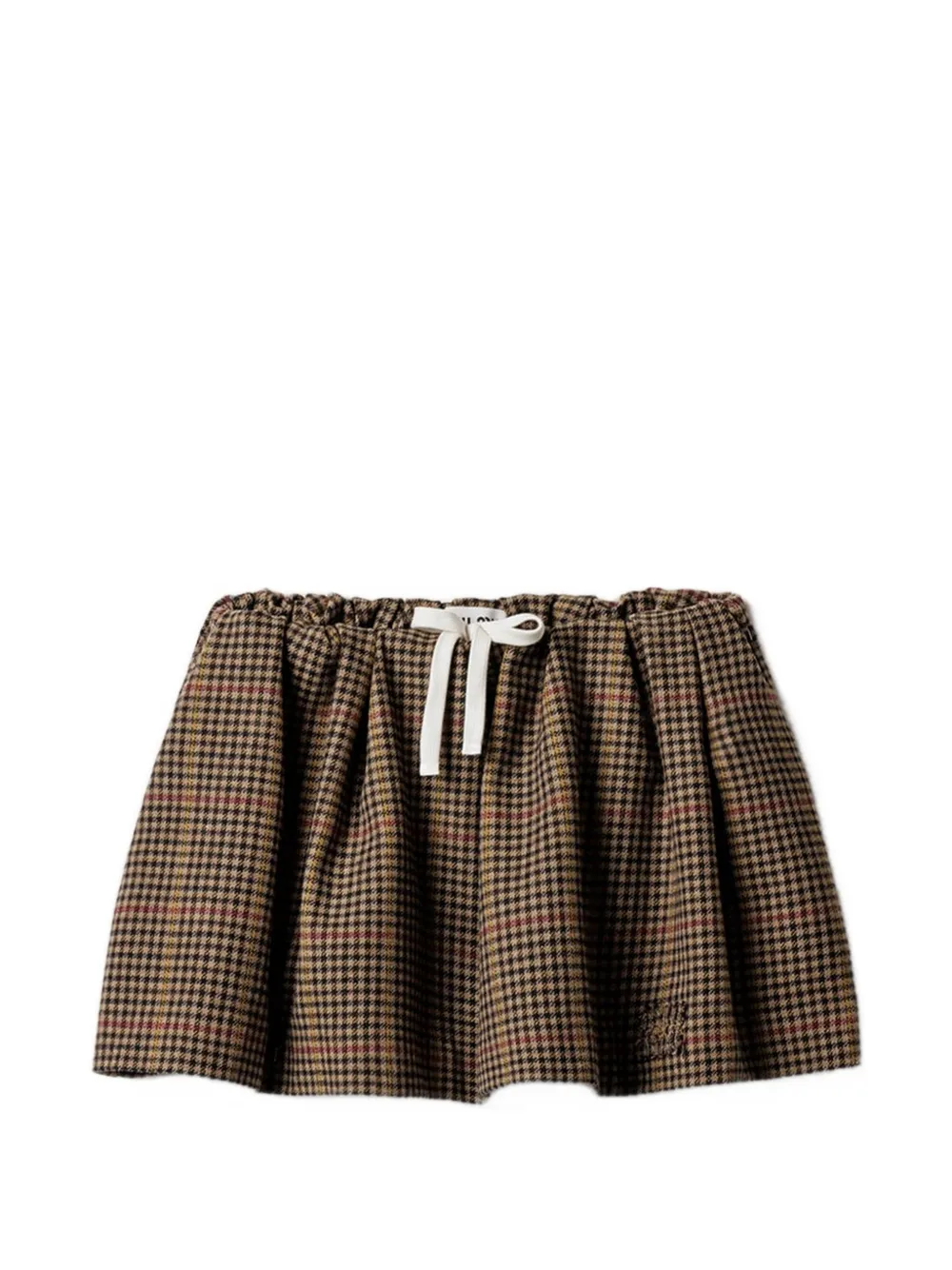Miu Miu check gathered mini skirt - Marrone