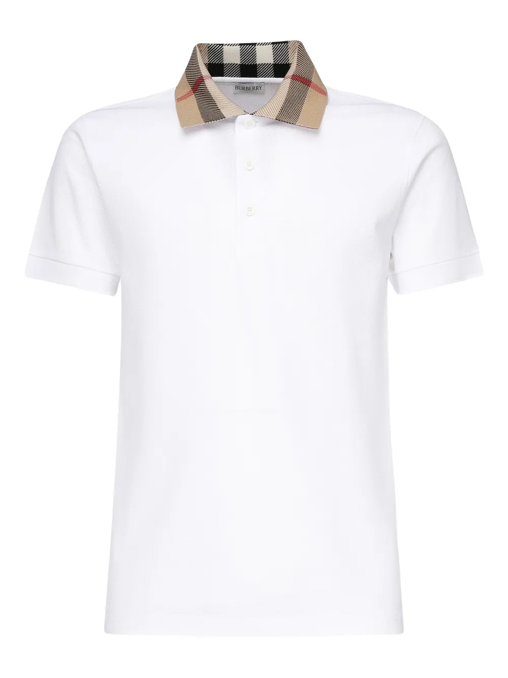 Burberry check-collar polo shirt - Bianco