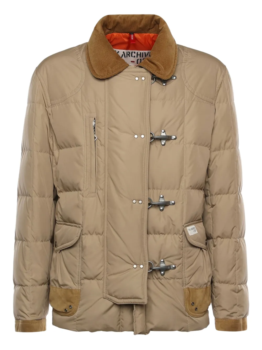 Fay corduroy-collar puffer jacket - Toni neutri