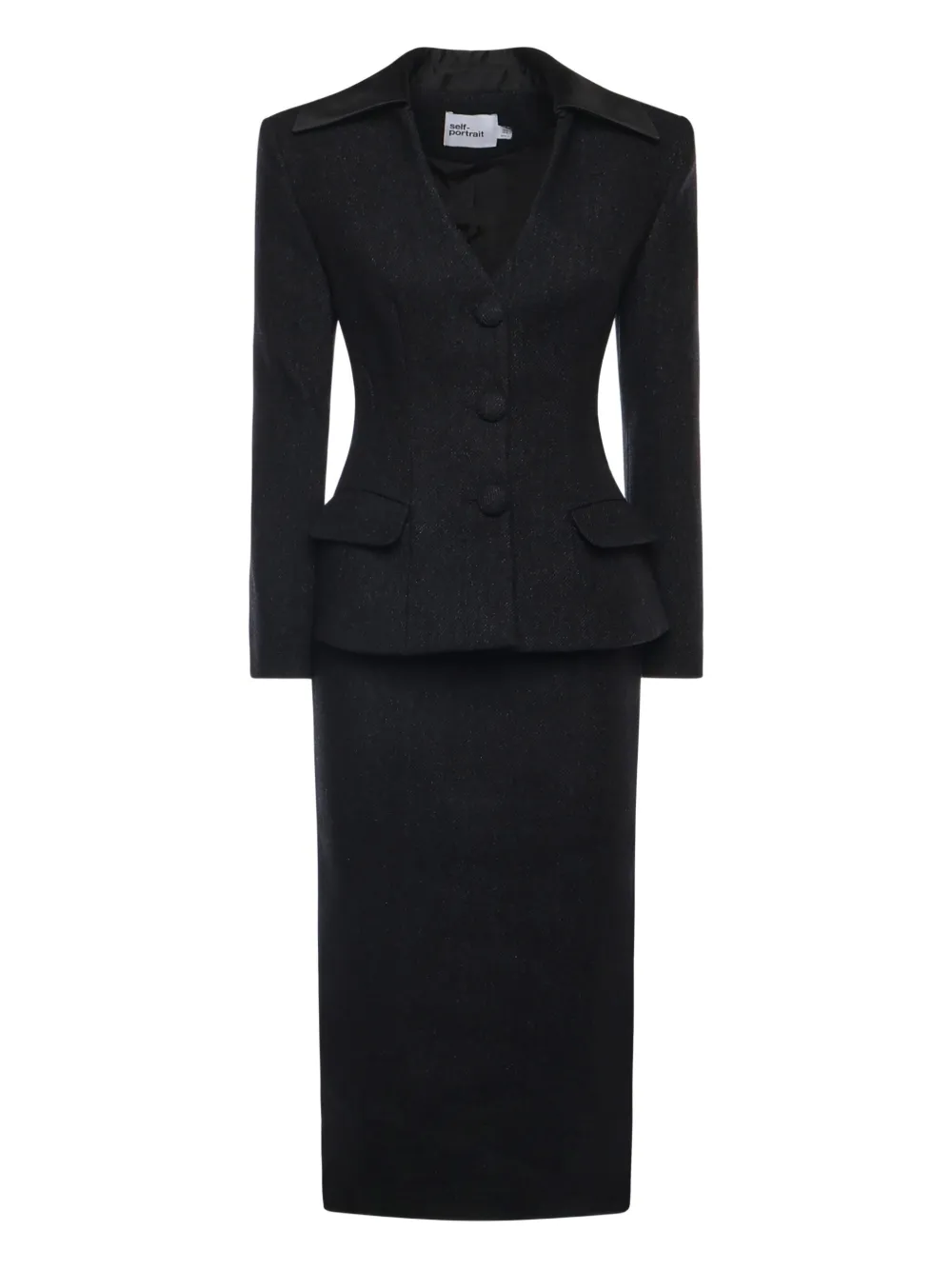 Self-Portrait long-sleeve midi dress - Nero