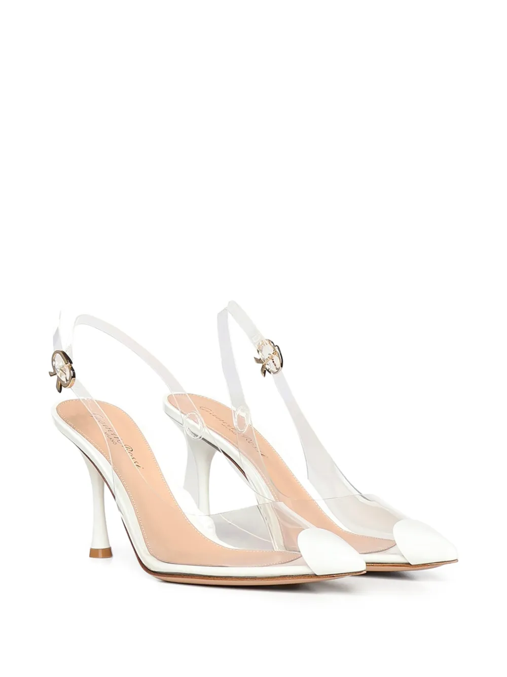Gianvito Rossi Diana 85 Buckle-detail Mules in White, view 2