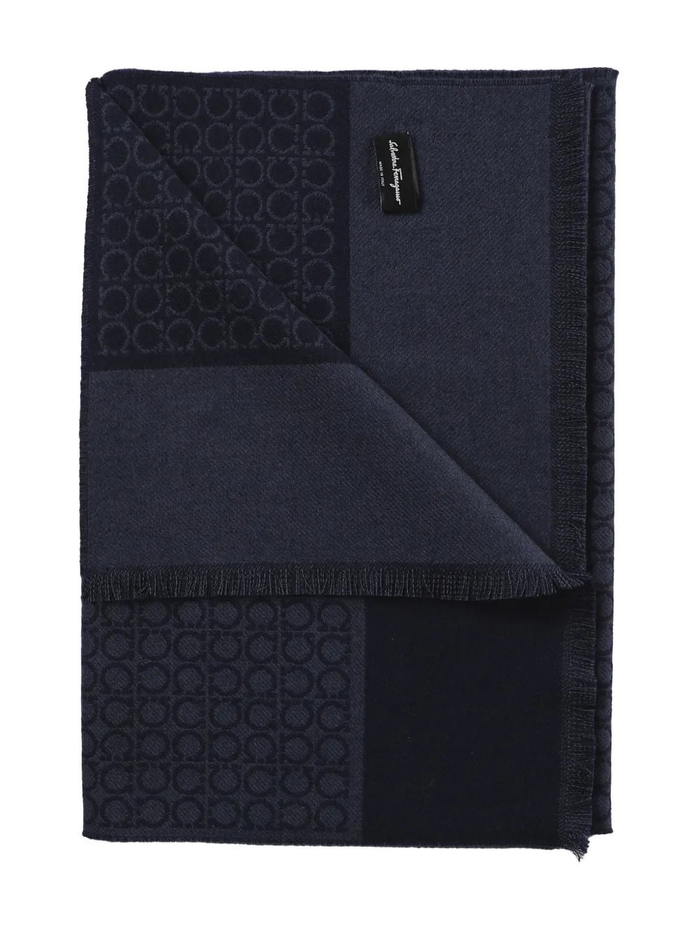 Ferragamo logo-pattern fringed scarf | azul | Image 1
