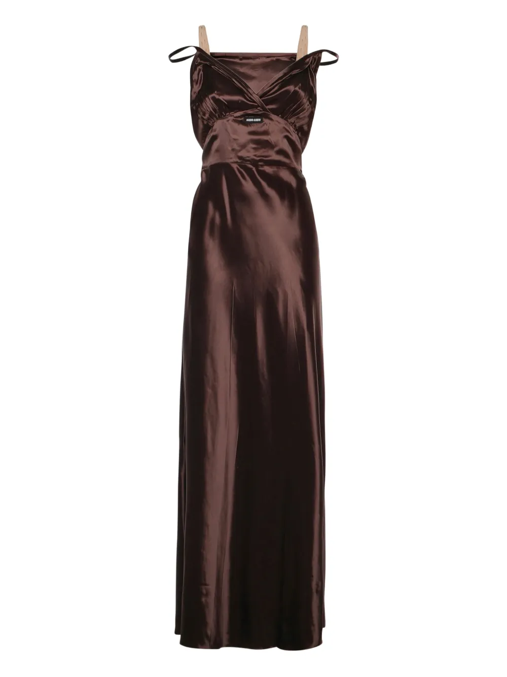 Miu Miu logo-detail maxi dress - Marrone