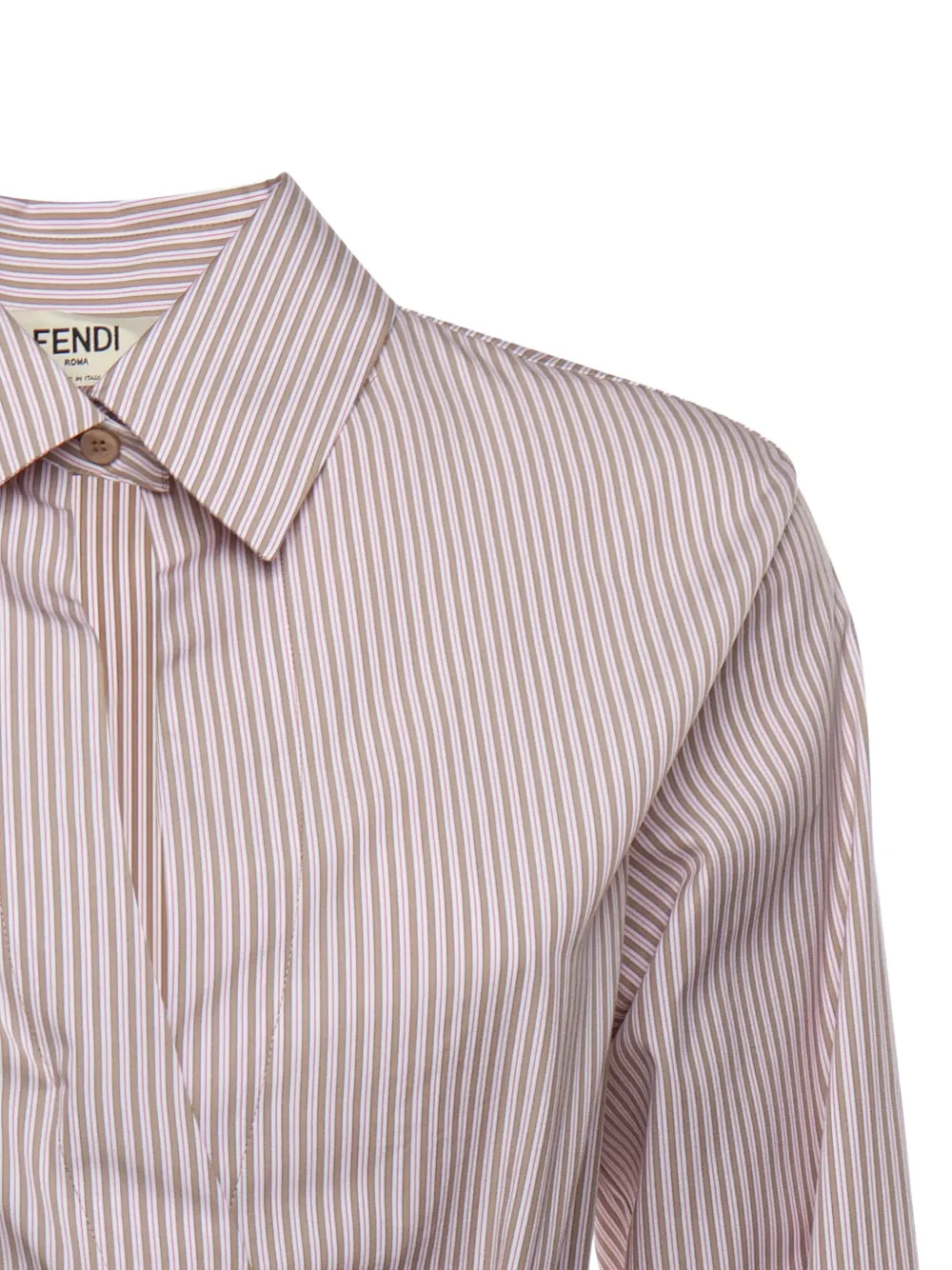  Fendi Striped Belted Midi Dress - Neutrals 
