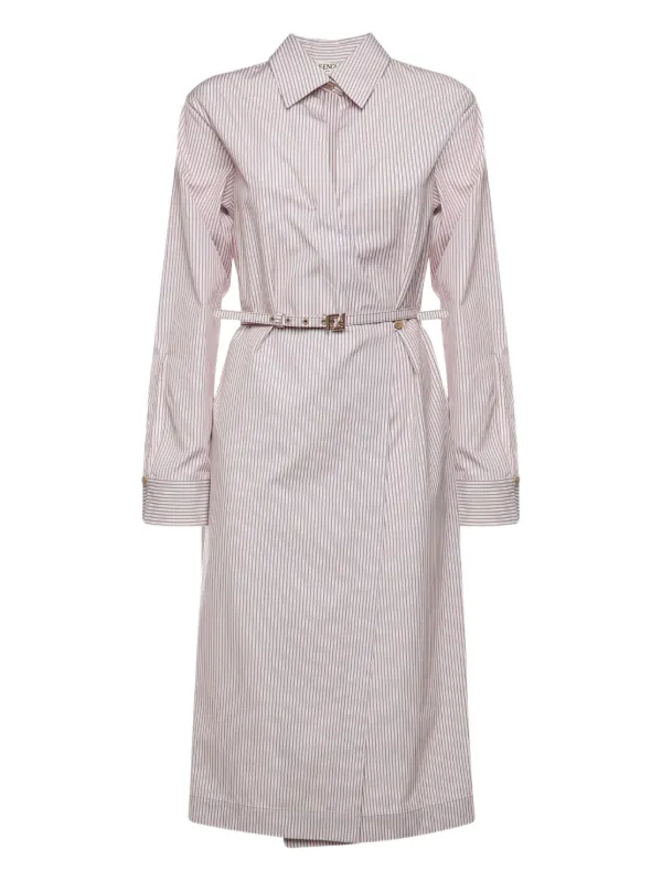 fendi midi dress Fendi Striped Belted Midi Dress