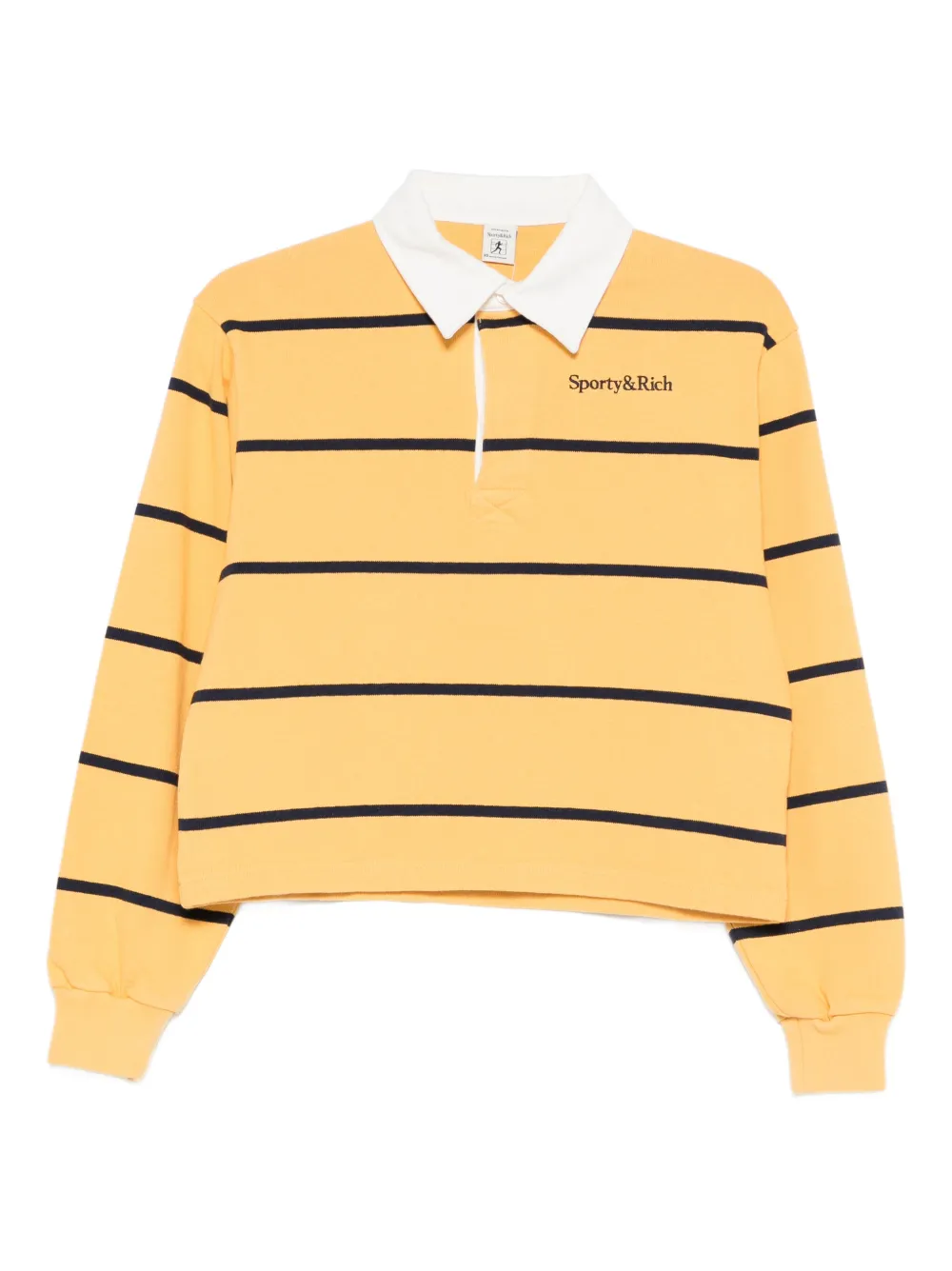 Sporty And Rich Striped Long-sleeved Polo Top In Brown