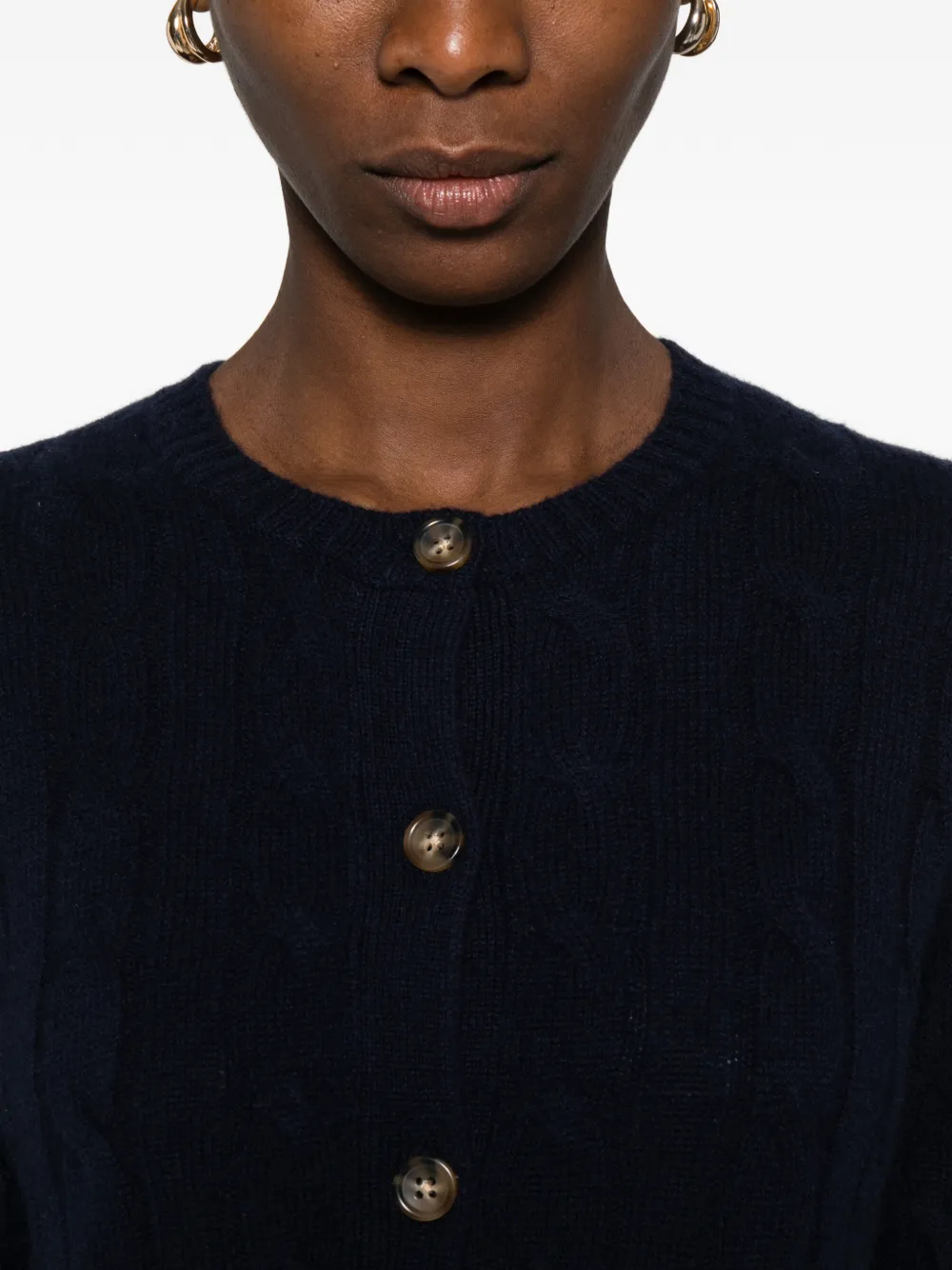 Sporty And Rich Cable-knit Button Cardigan In Blue