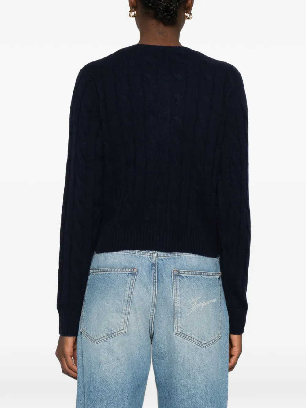 Sporty And Rich Cable-knit Button Cardigan In Blue