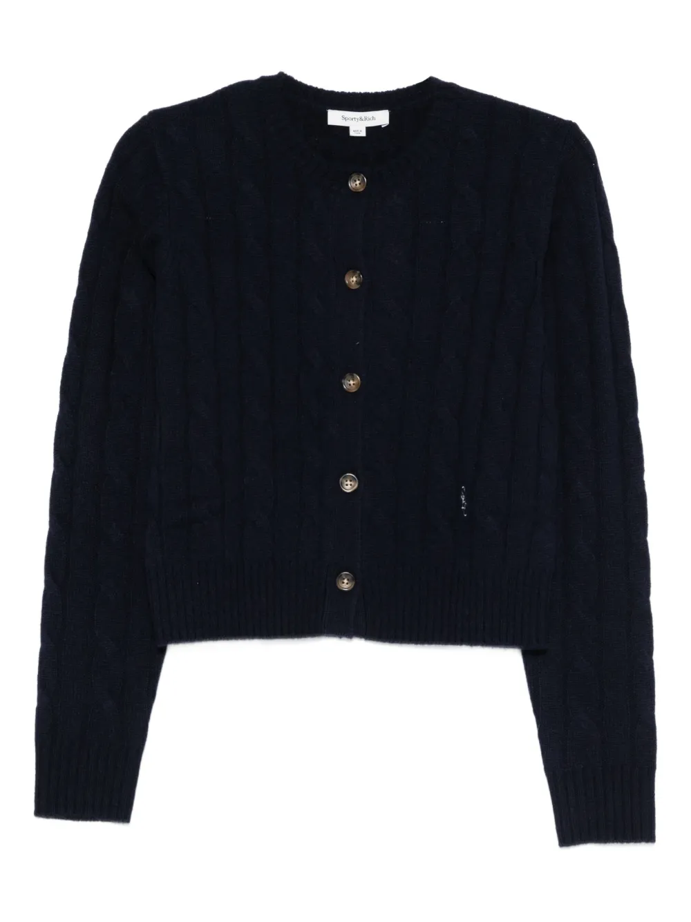 Sporty And Rich Cable-knit Button Cardigan In Blue
