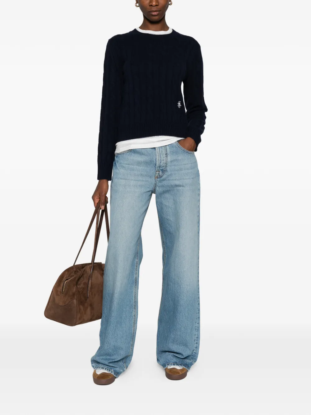 Sporty & Rich Kabelgebreide trui Blauw
