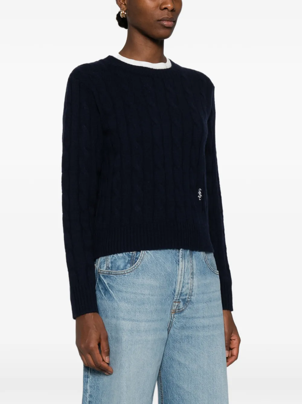 Sporty & Rich Kabelgebreide trui Blauw