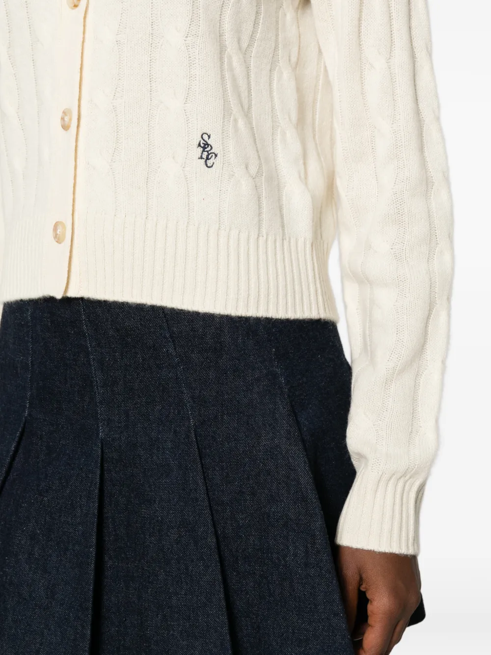 Sporty And Rich Cable-knit Buttoned Cardigan In White