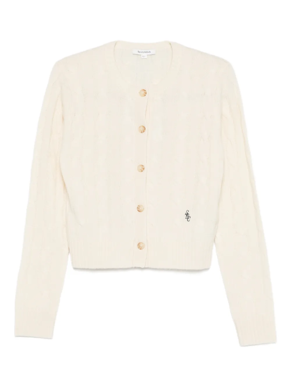 Sporty And Rich Cable-knit Buttoned Cardigan In White