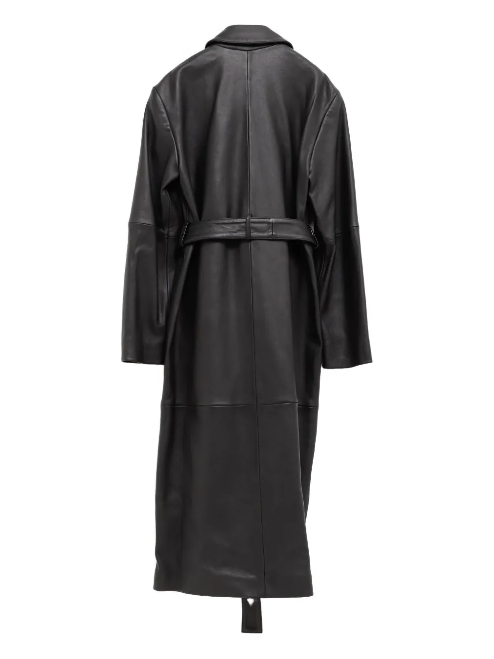 Totême Belted Leather Coat In Black