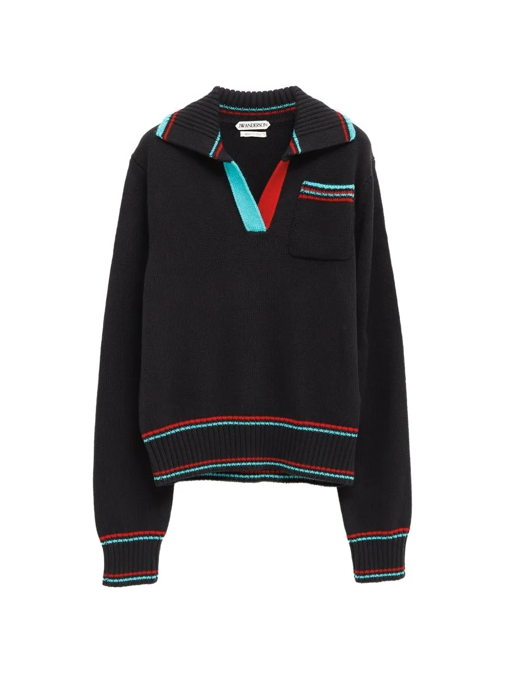 JW Anderson V-neck striped-detail polo shirt – Black