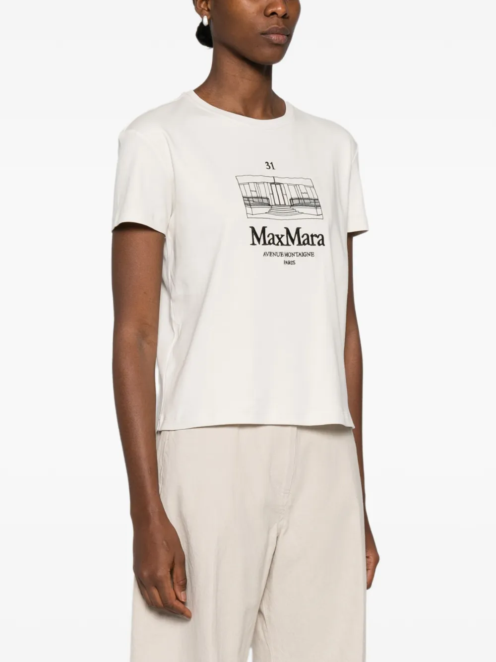 S Max Mara エンブロイダリー Tシャツ | ニュートラル | FARFETCH JP