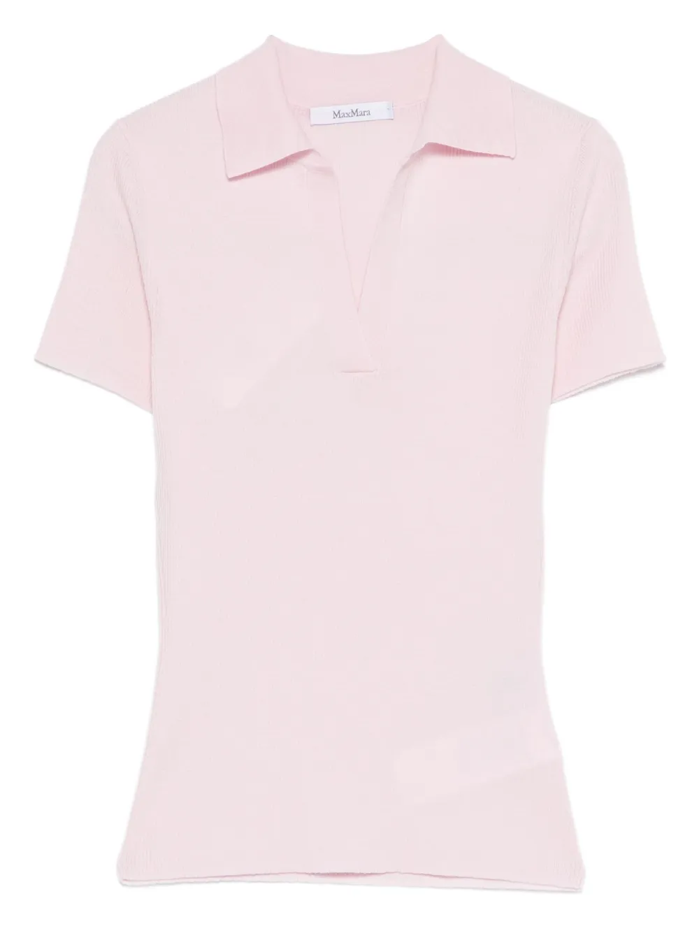 Max Mara Collared Ribbed Top In Pink