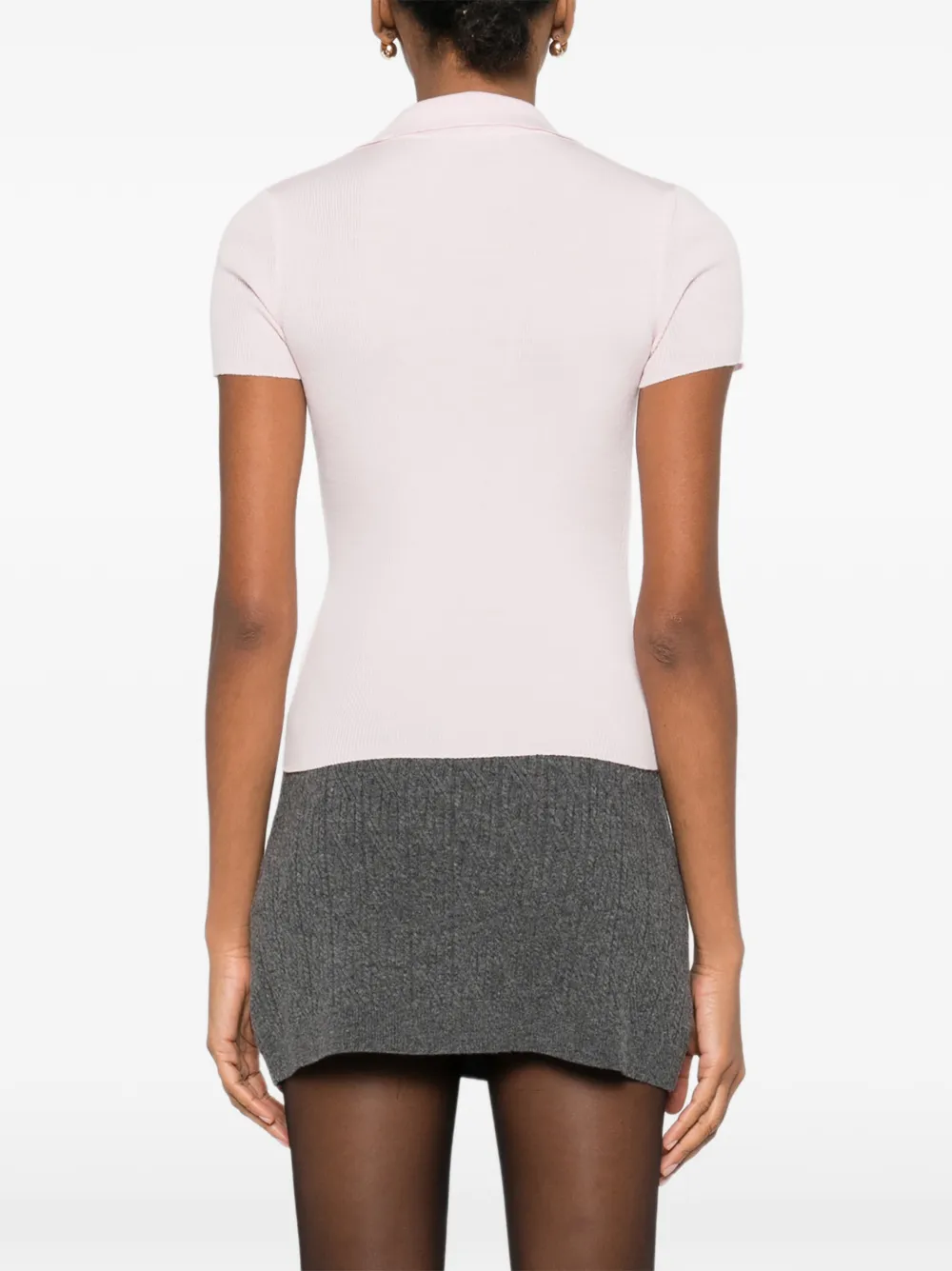 Max Mara Collared Ribbed Top In Pink