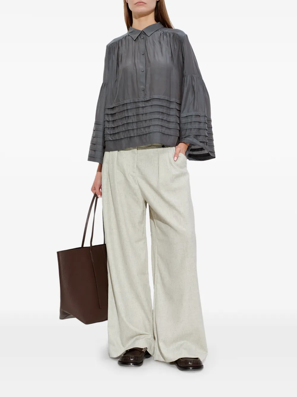 MUNTHE button pleated trousers - Beige