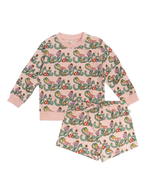 Stella McCartney Kids طقم بشورت وطبعة شعار الماركة