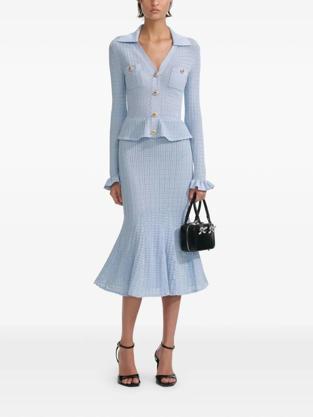 Self-Portrait crochet midi dress - Blauw