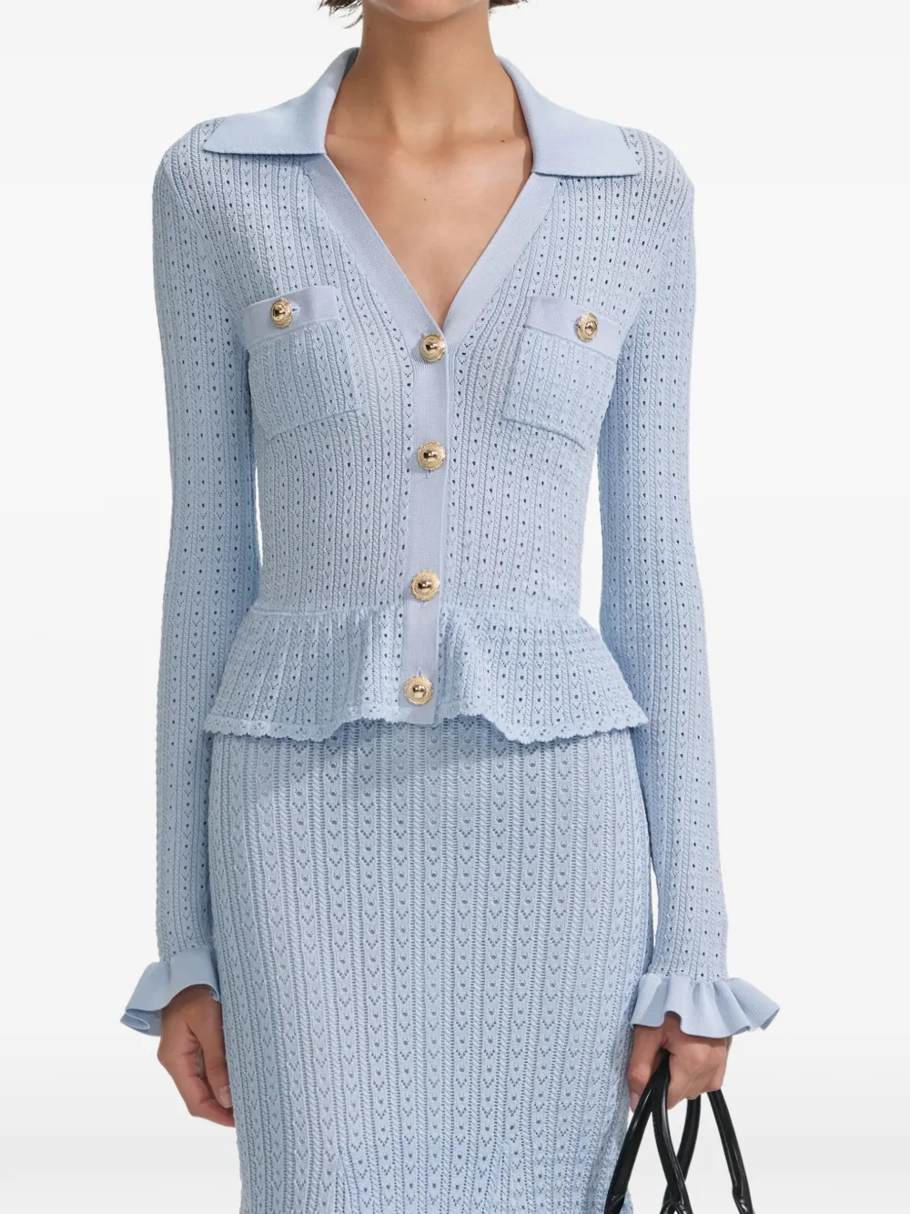 Self-Portrait crochet midi dress - Blu