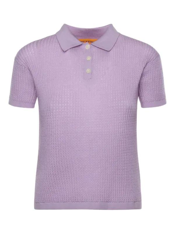 Guest In Residence Shrunken Buttoned Polo Top in Purple