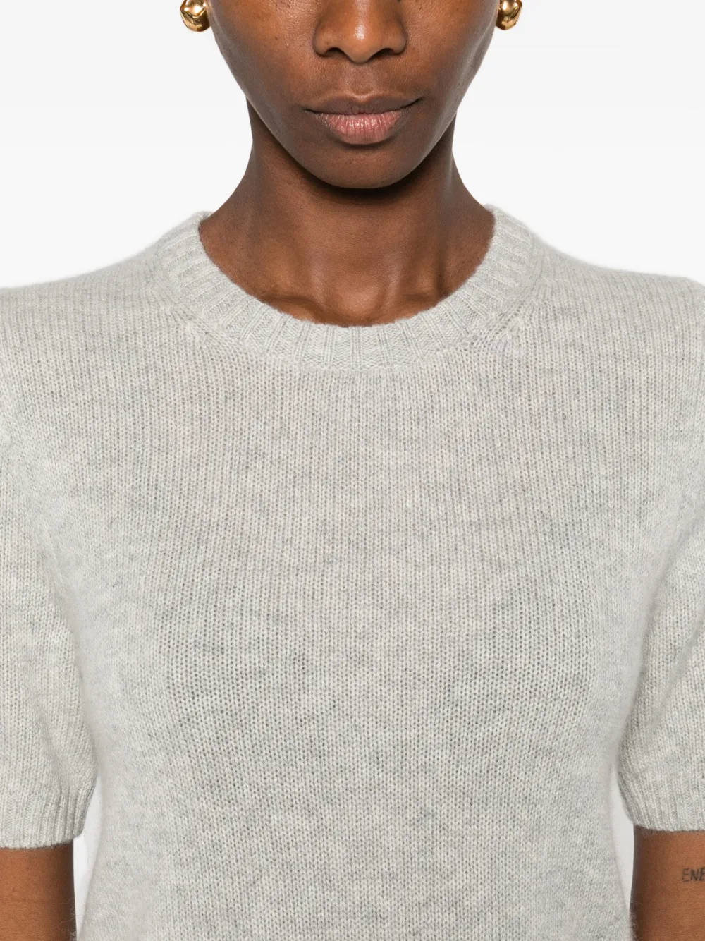 Allude Short-sleeve Sweater In Gray
