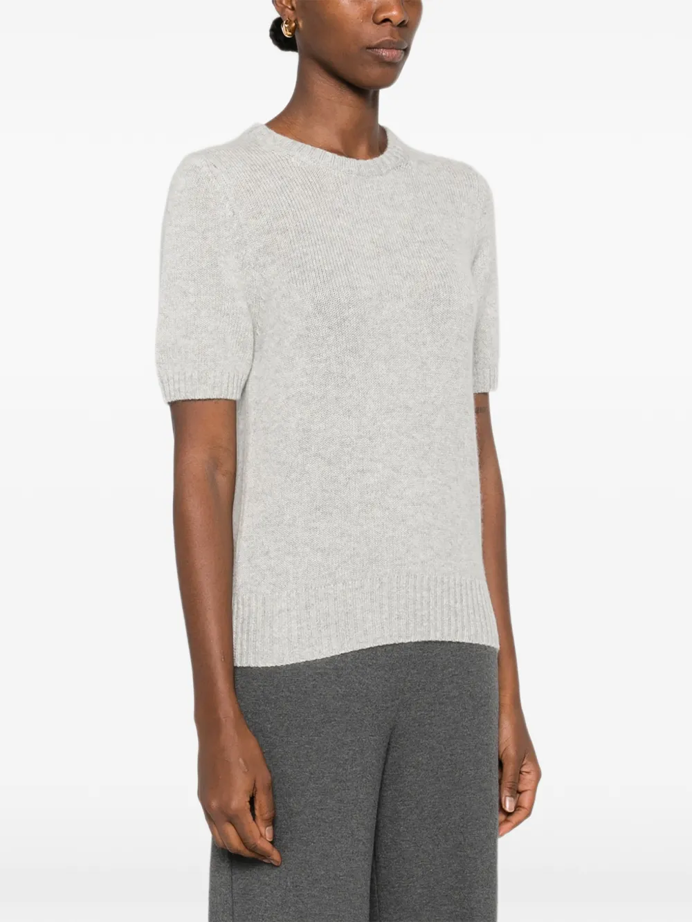 Allude Short-sleeve Sweater In Gray