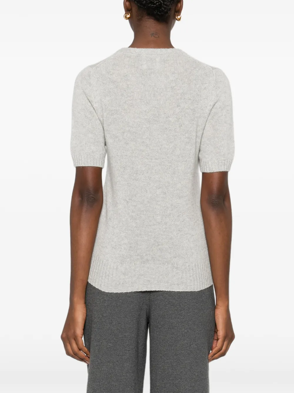 Allude Short-sleeve Sweater In Gray