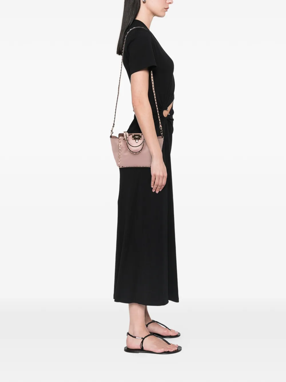 VALENTINO GARAVANI Pre-owned 2000-2017 Mini Leather Rockstud Trapeze Satchel In Pink