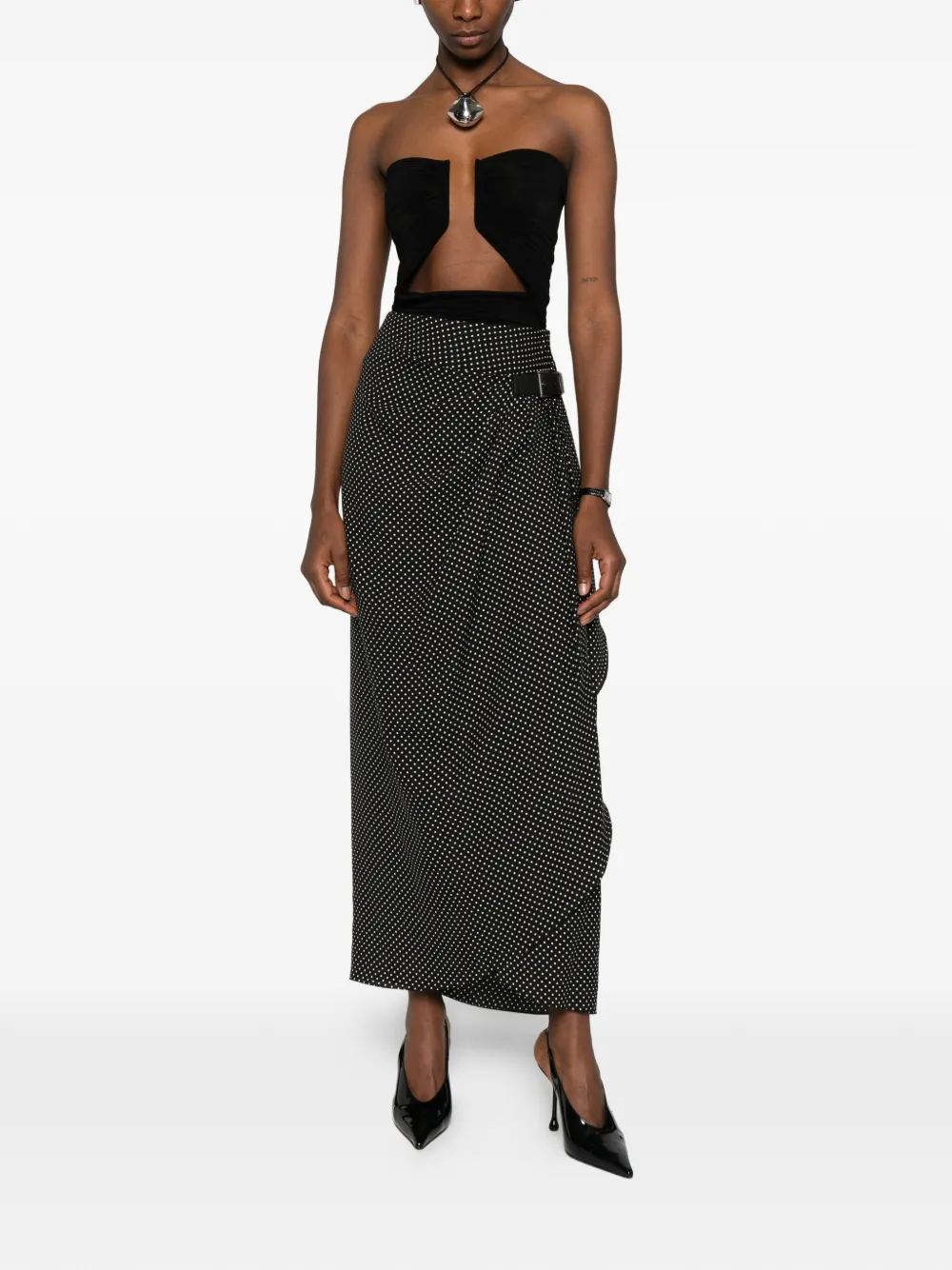 TOM FORD Midi-rok met stippen en gesp - Zwart