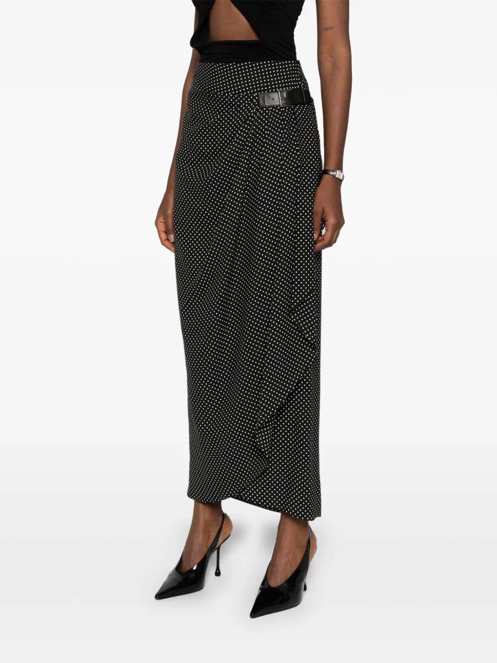  Tom Ford Polka-dot Buckled Midi Skirt - Black 