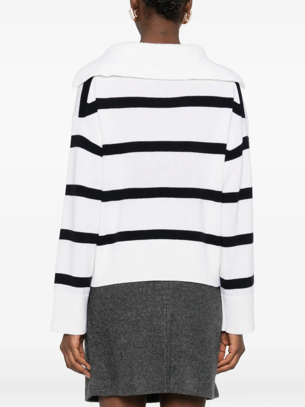 Allude Striped Sweater In White