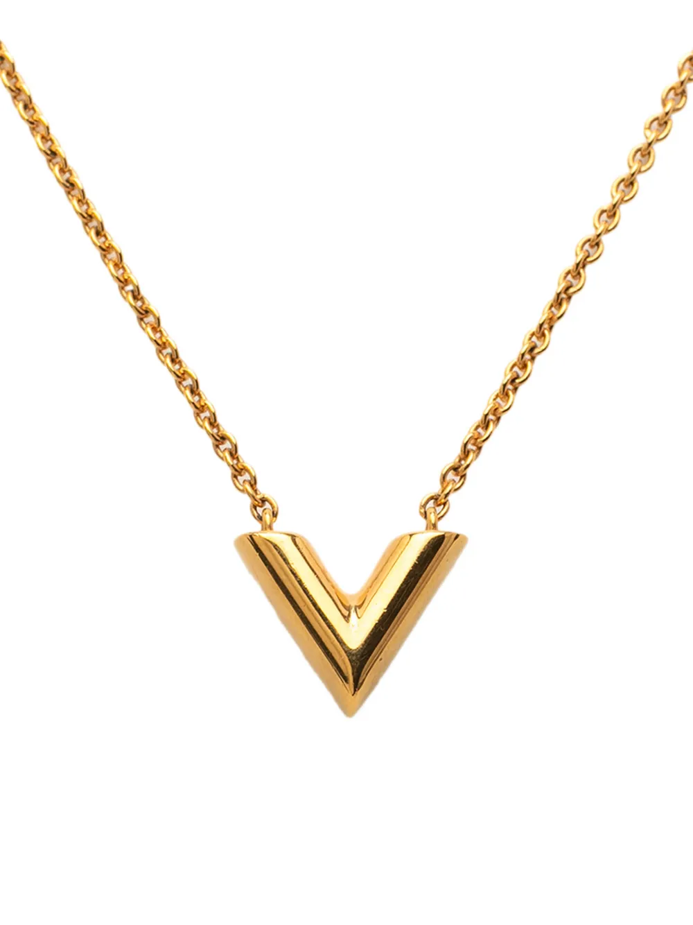 Pre-owned Louis Vuitton 2019 Gold Plated Essential V Necklace Costume Necklace