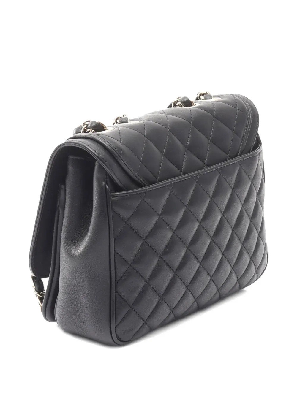 CHANEL Pre-owned 2018-2019 Medium Quilted Lambskin Lovely Day Single Flap Crossbody Bag In Black