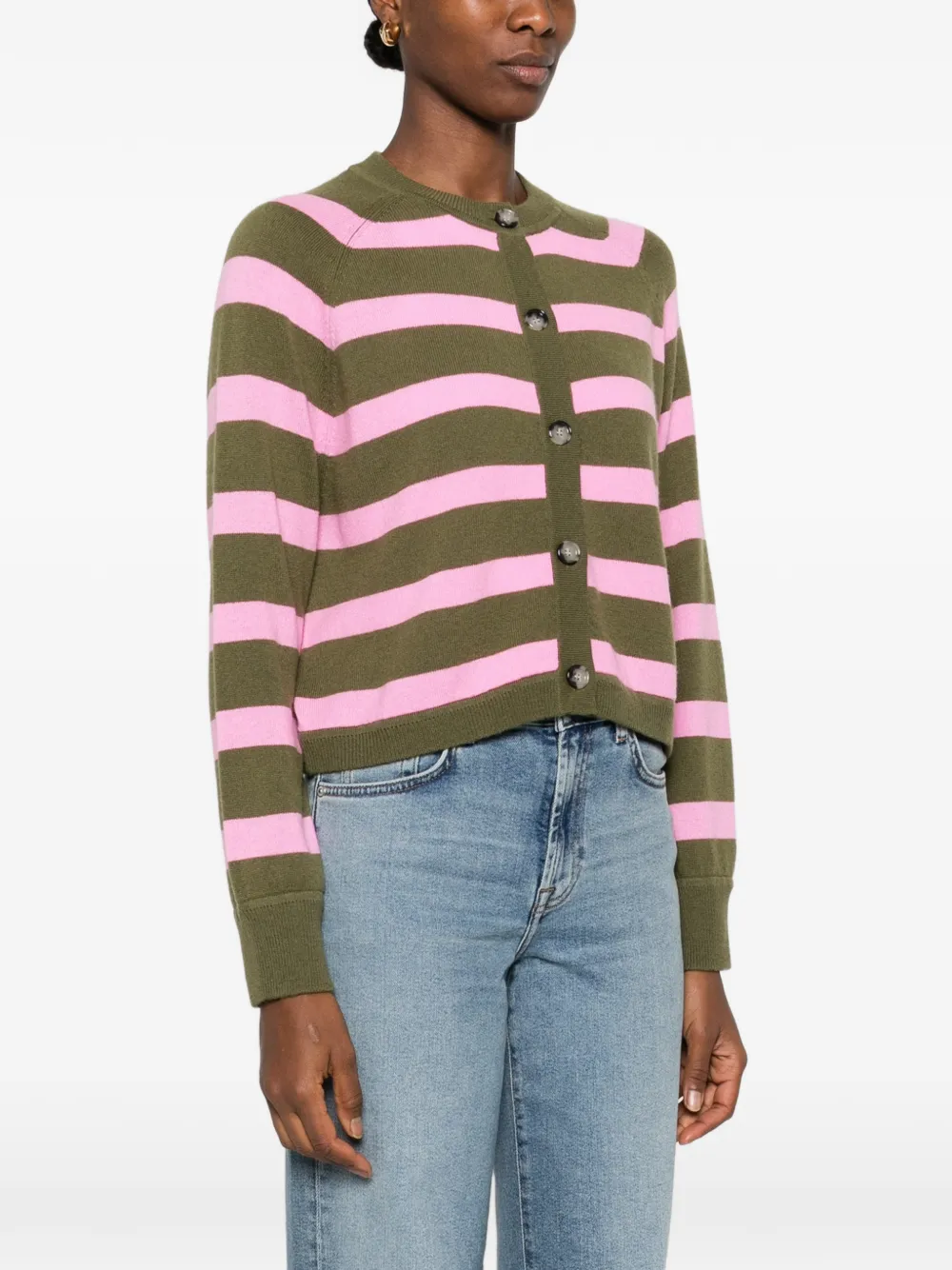 Allude Stripe-pattern Cardigan - Green 