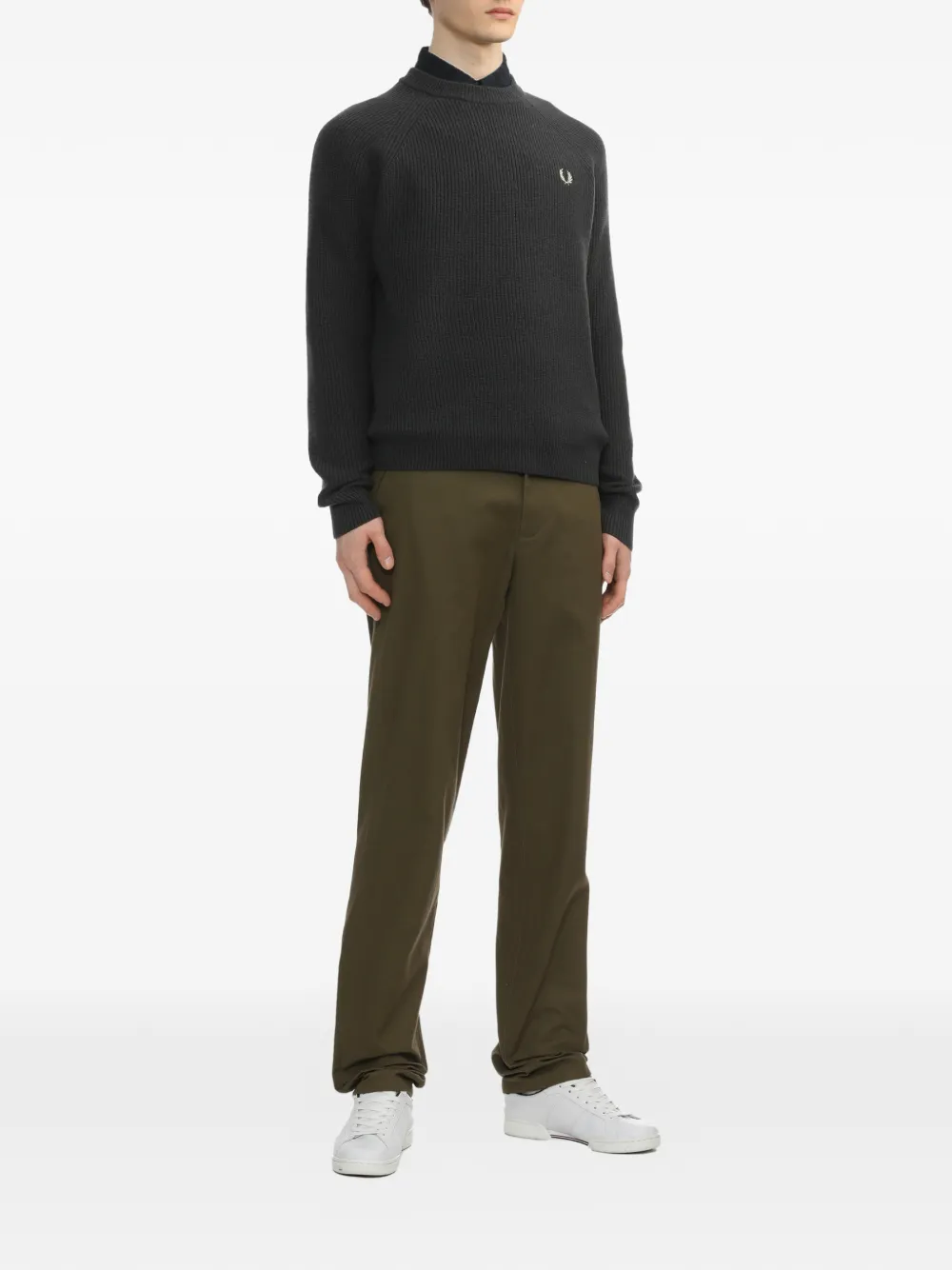 Fred Perry logo-embroidered sweater - Grijs