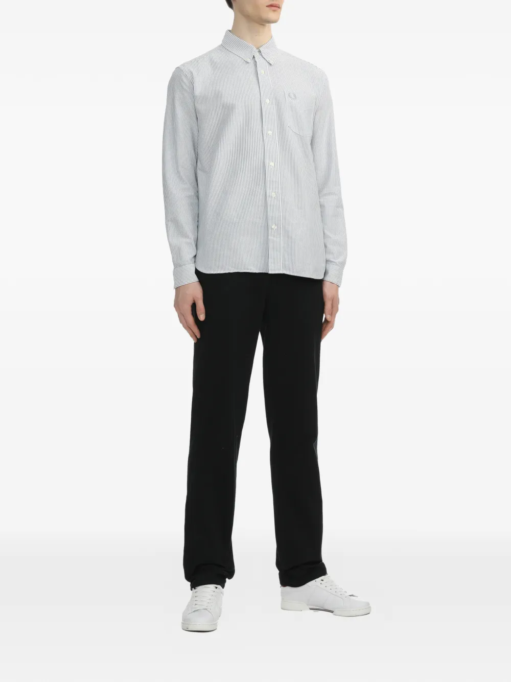 Fred Perry logo-detail striped shirt - Wit