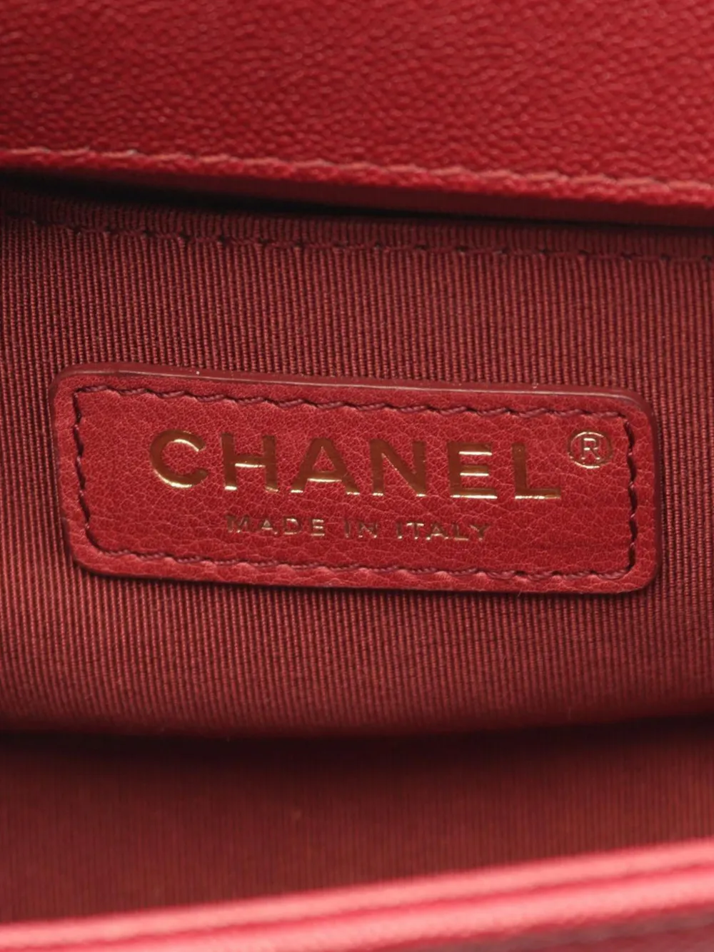 Pre-owned Chanel 2018-2019 Small Quilted Caviar Boy Flap Crossbody Bag In Red