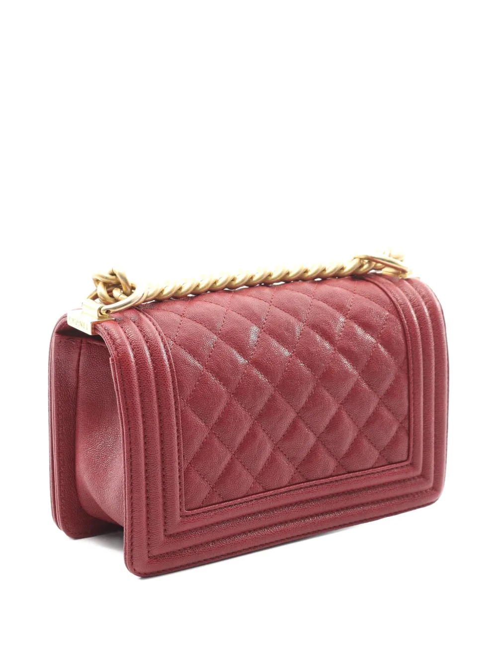Pre-owned Chanel 2018-2019 Small Quilted Caviar Boy Flap Crossbody Bag In Red