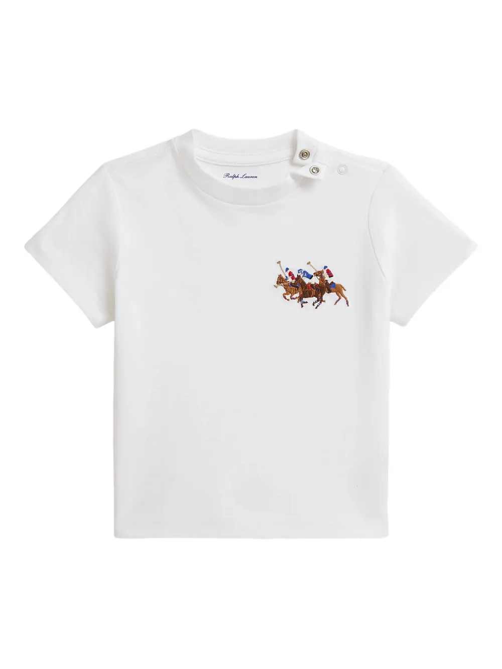 POLO RALPH LAUREN KIDS embroidery buttoned T-shirt - Bianco