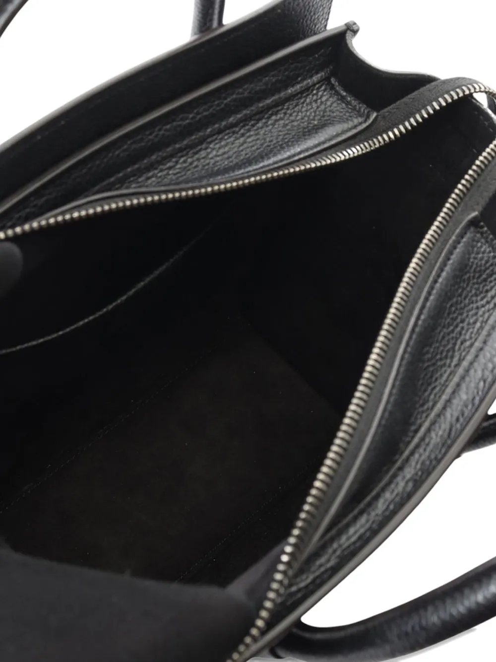 Pre-owned Celine 2010-2025 Nano Leather Luggage Tote Satchel In Black